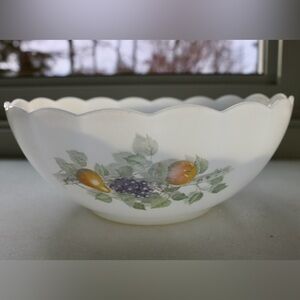 Vintage Arcopal France White Milk Glass Fruit Nesting Bowl 1970s